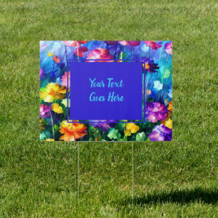 Custom Modern Colorful Floral Yard Decor Sign
