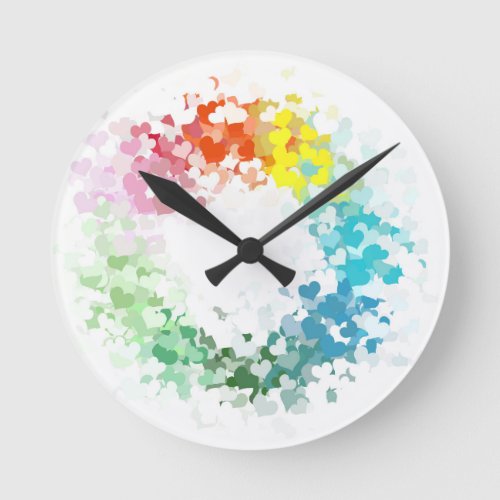 Custom Modern Colorful Hearts Blank Template Round Clock
