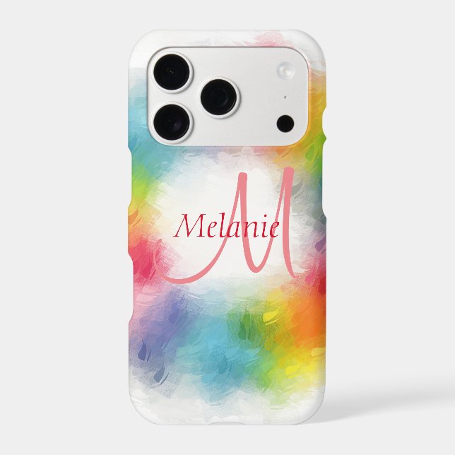 Custom Modern Colorful Monogram Template Iphone Case (Back)