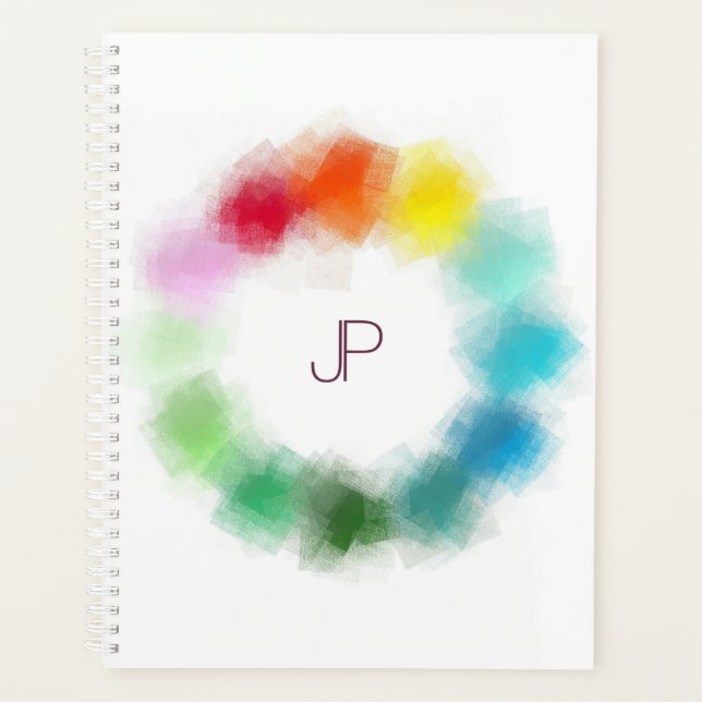 Custom Modern Colorful Monogrammed Template Planner (Front)