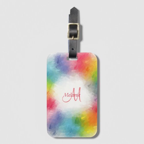 Custom Modern Colorful Rainbow Monogram Template Luggage Tag