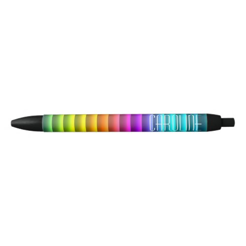 Custom Modern Colorful Rainbow Stripes Pattern Black Ink Pen