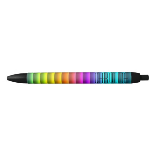 Custom Modern Colorful Rainbow Stripes Pattern Black Ink Pen