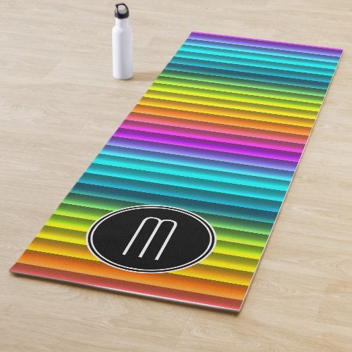 Custom Modern Colorful Rainbow Stripes Pattern Yoga Mat