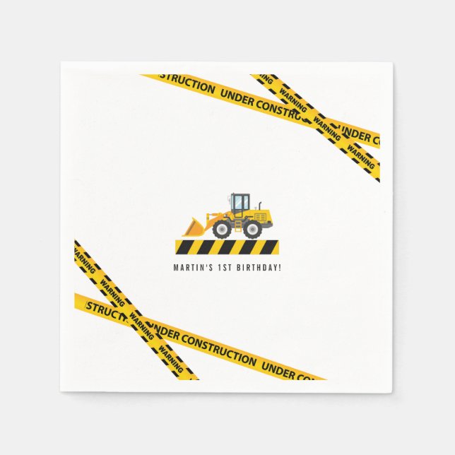 Custom Modern Construction Dump Truck Theme Paper Napkins (Front)