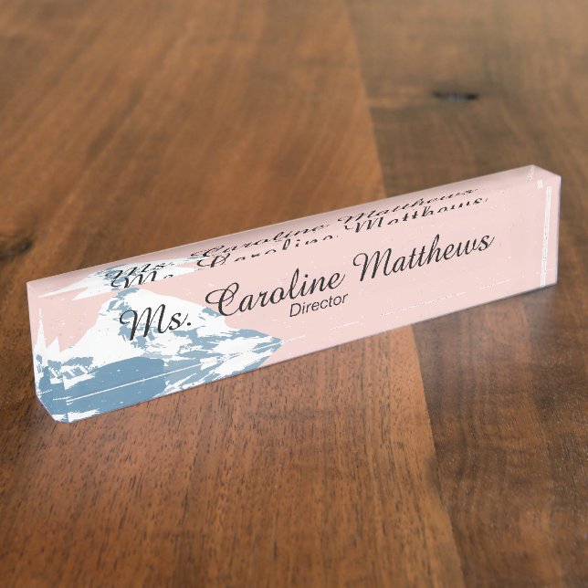 Custom Modern Contemporary Mountain Tip Desk Name Plate (Side)