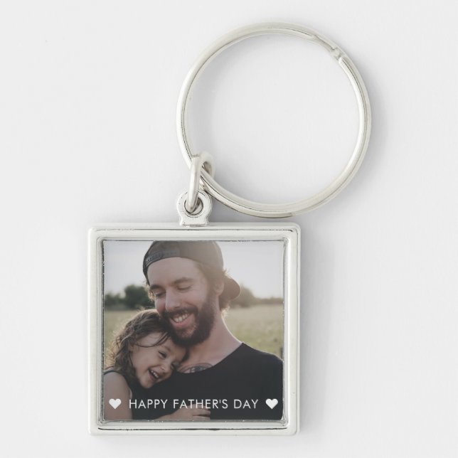 Custom Modern Cool Happy Father's Day Photo Keychain (Front)