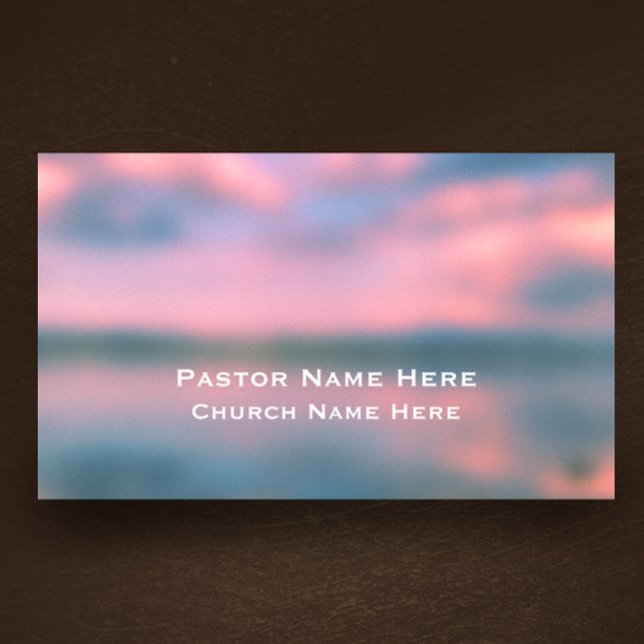 Custom Modern Cool Lake Christian Church Pastor  Business Card (Personalize this original nature photograph for a unique business card. Sunset sky and lake blurred
)