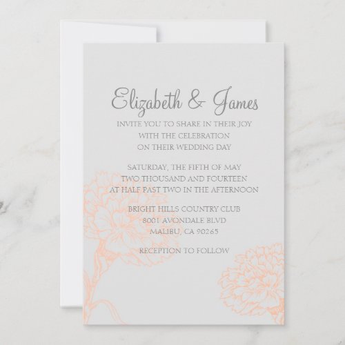 Custom Modern Coral Wedding Invitations