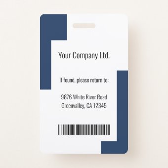 Custom Modern Corporate Employee ID Badge Blue | Zazzle