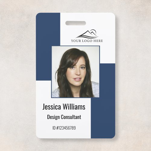 Custom Modern Corporate Employee ID Badge Blue