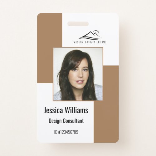 Custom Modern Corporate Employee ID Badge Brown