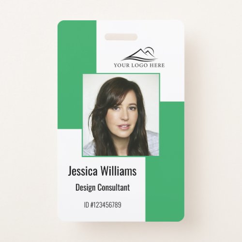 Custom Modern Corporate Employee ID Badge Green