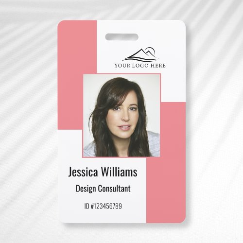 Custom Modern Corporate Employee ID Badge Pink