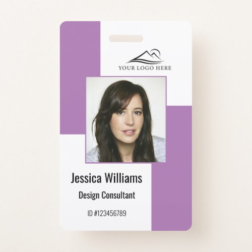 Custom Modern Corporate Employee ID Badge Purple