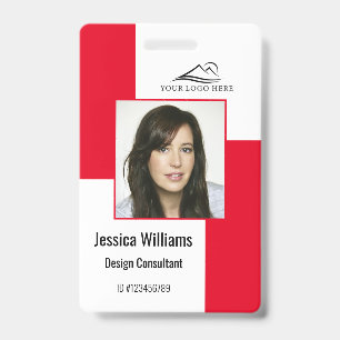 Custom Modern Corporate Employee ID Badge Red