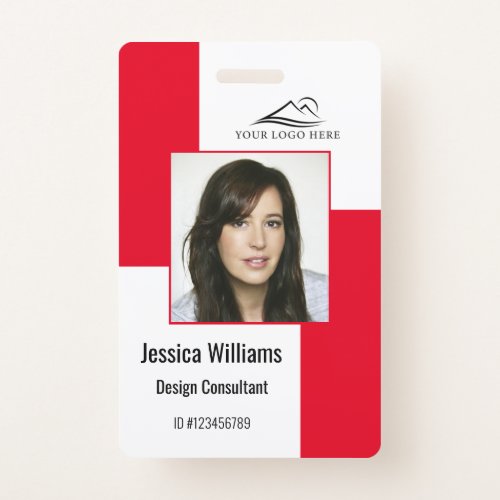 Custom Modern Corporate Employee ID Badge Red