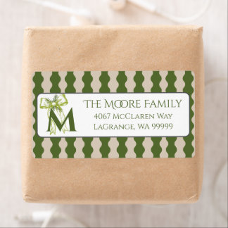 Custom Modern Cottage Green Stripe Return Address Label