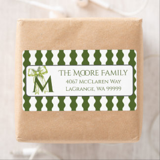 Custom Modern Cottage Green Stripe Return Address Label