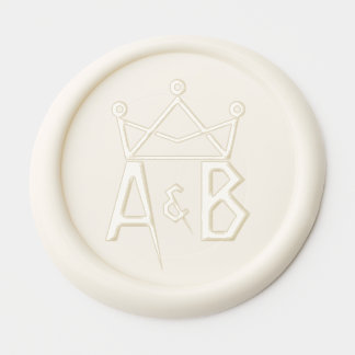 Custom Modern Crowned Monogram Wedding Wax Seal Sticker