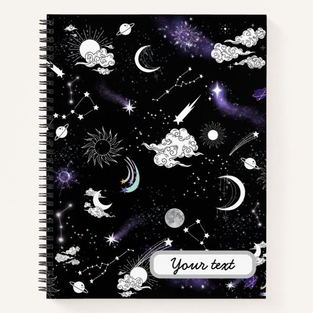 Custom Modern Cute Galaxy sky stars pattern moon Notebook (Front)