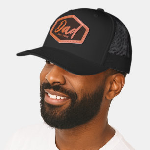 Custom Modern Dad Est Year New Dad Daddy Leather Patch Hat