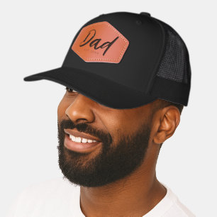 Custom Modern Dad Est Year New Dad Daddy Leather Patch Hat