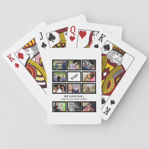 Custom Modern Dad Fathers Day 11 Photo Collage  Playing Cards