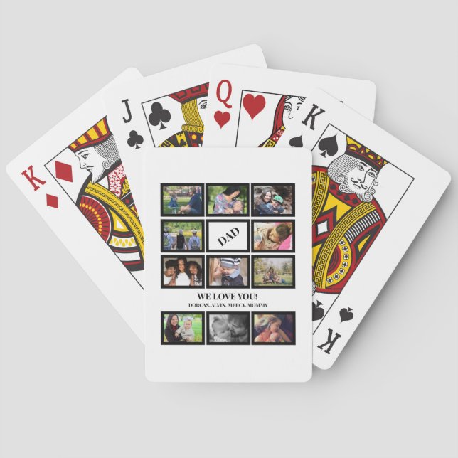 Custom Modern Dad Fathers Day 11 Photo Collage  Poker Cards (Back)