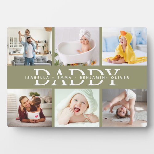 Custom Modern Daddy 6 Photo Collage Plaque