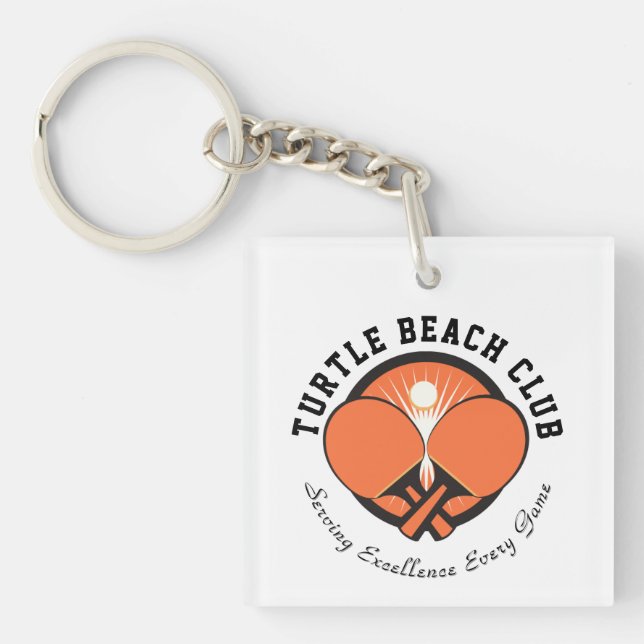Custom Modern Design Monogram Gift Acrylic Keychain (Front)