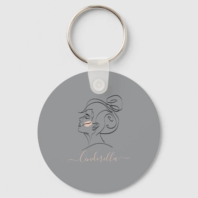 Custom Modern Design Monogram Gift Keychain (Front)