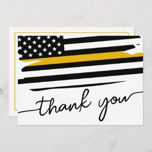 Custom Modern Dispatcher Thin Gold Line Flag Thank You Card