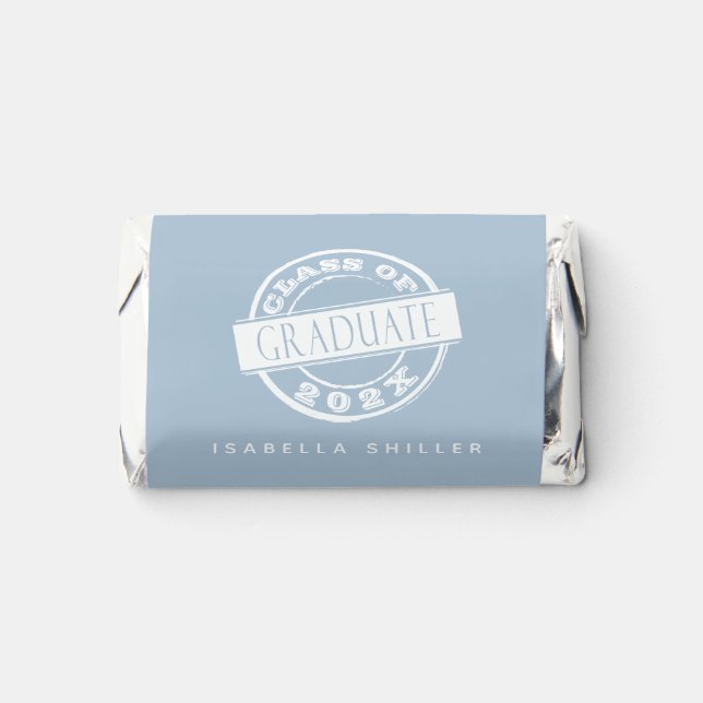 Custom Modern Dusty Blue Graduate  Hershey's Miniatures (Front)