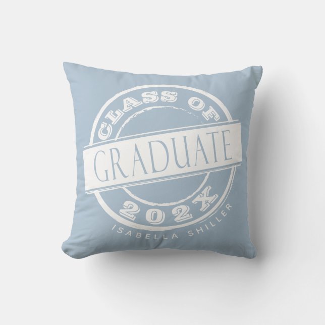 Custom Modern Dusty Blue Graduate  Throw Pillow (Front)