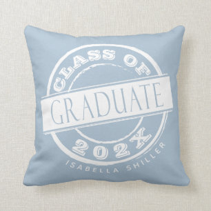 Custom Modern Dusty Blue Graduate  Throw Pillow