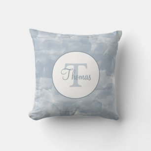Custom Modern Dusty Blue Watercolor Brush Strokes Throw Pillow