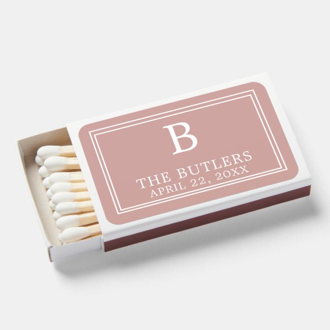 Custom Modern Dusty Rose Wedding Matches (Front Open)