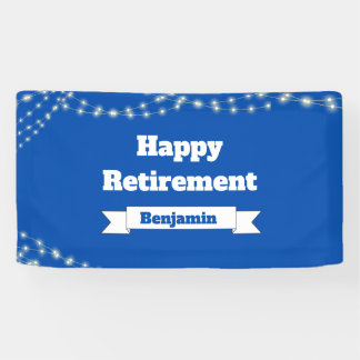 Custom Modern Elegant Blue Happy Retirement Banner
