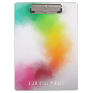 Custom Modern Elegant Colorful Abstract Art Work Clipboard