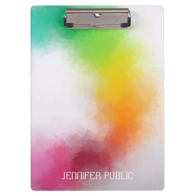 Custom Modern Elegant Colorful Abstract Artwork Clipboard (Front)