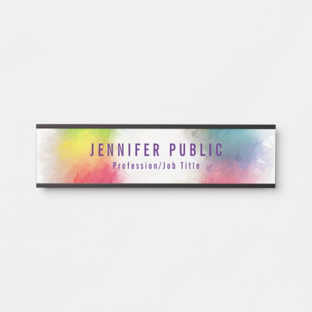 Custom Modern Elegant Colorful Template Trendy Door Sign (Front)