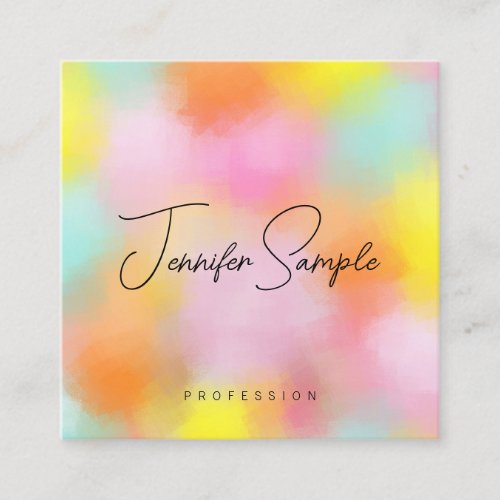 Custom Modern Elegant Colors Typography Template Square Business Card