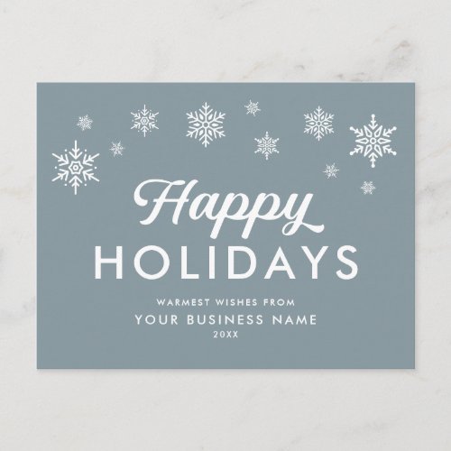 Custom Modern Elegant Corporate Logo Coastal Blue Holiday Postcard