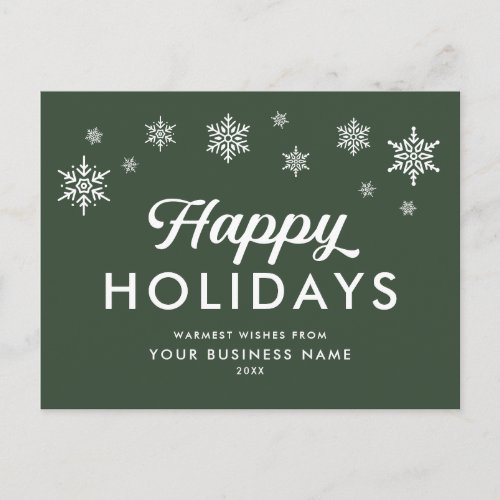 Custom Modern Elegant Corporate Logo Emerald Holiday Postcard