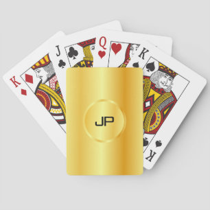 Custom Modern Elegant Faux Gold Monogram Template Poker Cards