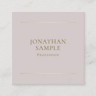 Custom Modern Elegant Faux Gold Text Template Square Business Card