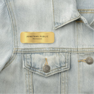 Custom Modern Elegant Glamorous Gold Template Name Tag