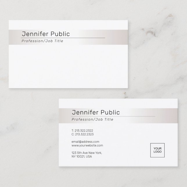 Custom Modern Elegant Glamorous Silver Template Business Card (Front/Back)
