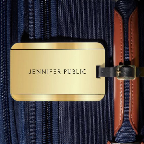 Custom Modern Elegant Gold Look Trendy Template Luggage Tag